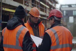 builder building site looking plans with apprentices 875825 152450