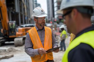 construction worker using tablet discussing project details with colleague urban construction site 1225213 4739