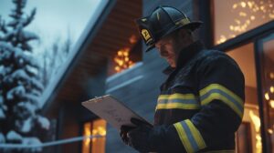 firefighter inspecting damage after fire 1040433 21745 1