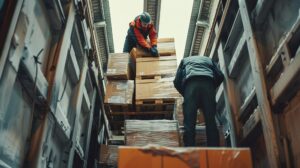 workmen loading cargo man orange vest man blue jacket moving boxes 1191898 9287 1